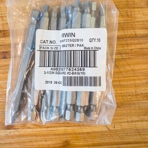 Irwin Square Recess Power Bit Unisex 3-1/2" Gray #2 10-Pack Steel IWAF23SQ2B10